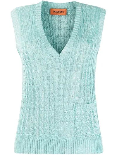 Missoni Sleeveless Crocheted Top In Blue