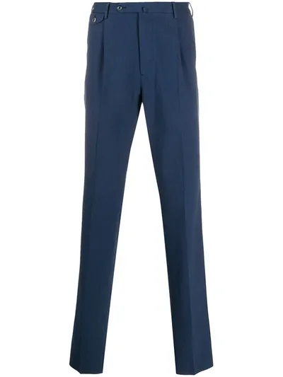 Pt01 Pleated Chinos In Blue