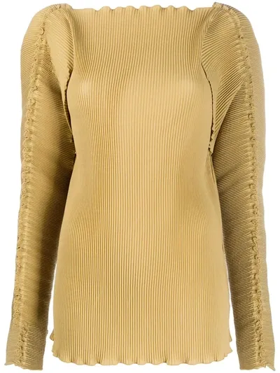 Totême Pleated Long-sleeve Top In Neutrals