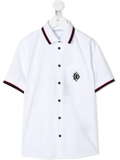 Dolce & Gabbana Kids' Logo Embroidered Shirt In White