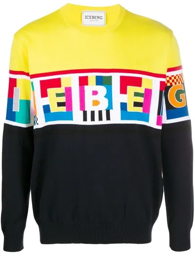 Iceberg Intarsia Knit Logo Jumper In Multicolour