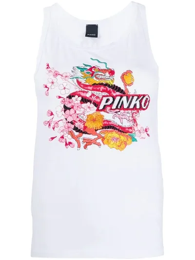 Pinko Embroidered Vest Top In White