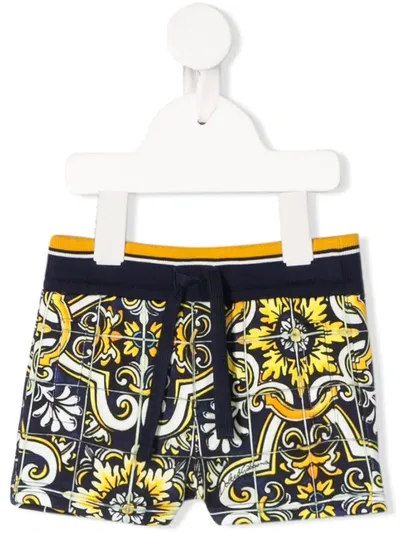 Dolce & Gabbana Babies' Maiolica Print Shorts In Blue