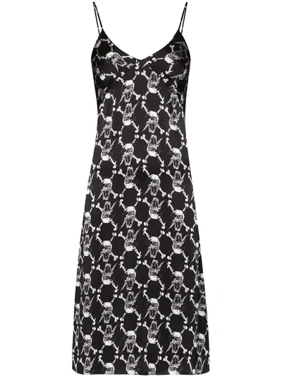 Ashley Williams Printed Fitted Mid-length Dress In Black