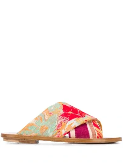 Forte Forte Floral-patterned Flat Sandals In Red