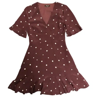 Pre-owned Madewell Silk Mini Dress In Burgundy