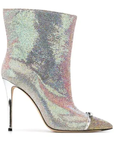 Marco De Vincenzo Pointed Toe Stiletto Boots In Silver