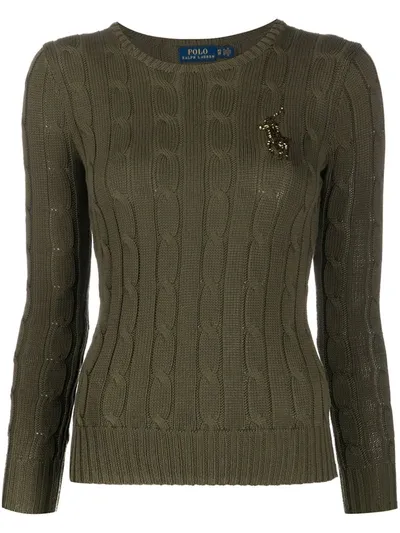 Polo Ralph Lauren Beaded Logo Pullover In Green