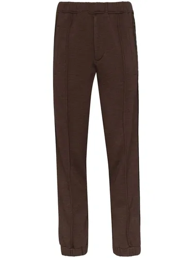 Fendi Roma Logo-striped Track Pants In Brown