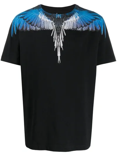 Marcelo Burlon County Of Milan Feather-print Boxy T-shirt In Black