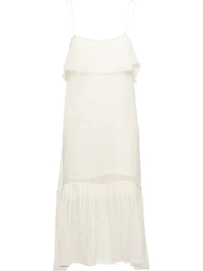 Miu Miu Voile Gauze Dress In White