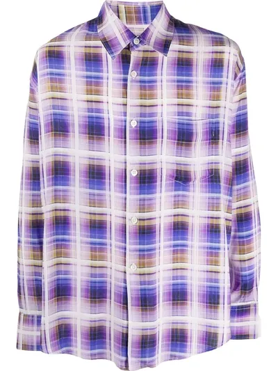 Our Legacy Coco 70s Static Tv Check Shirt In Violet