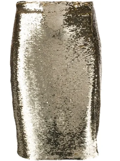 Emporio Armani Pencil Skirt W/paillettes In Oro