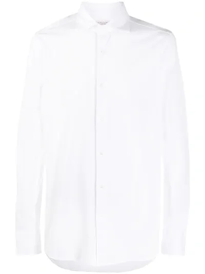 Glanshirt Collarless Long-sleeve Shirt In White