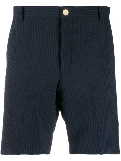 Thom Browne Rwb Seersucker 18cm Shorts In Blue