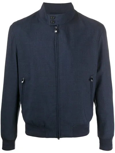 Corneliani Front Zip Bomber Jacket In Blue