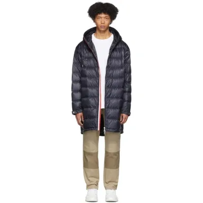 Moncler Long Feather Down Coat In 776 Navy