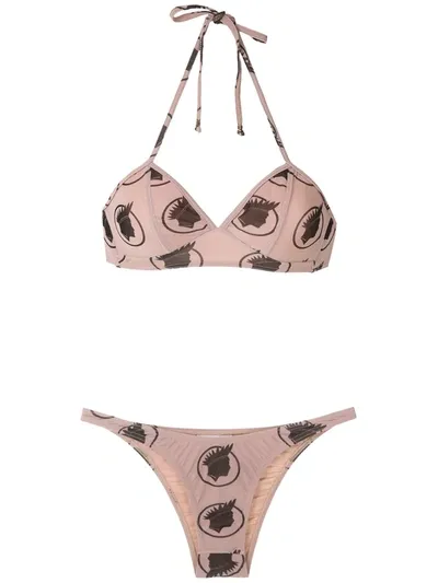 Amir Slama Printed Bikini Set In Neutrals