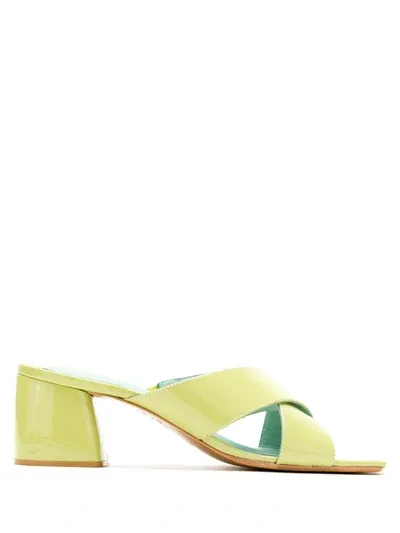 Blue Bird Shoes Tahima Patent Leather Mules In Green