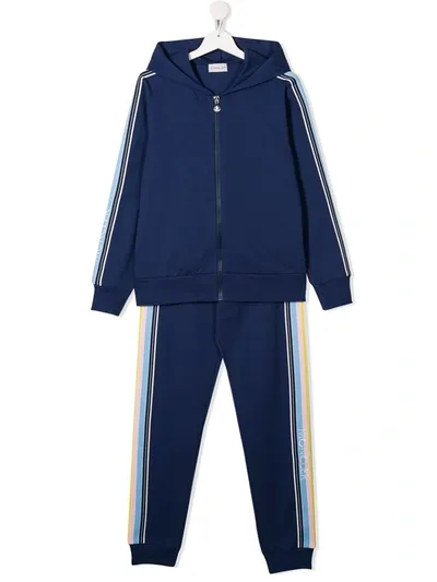 Moncler Teen Hooded Tracksuit In Blue