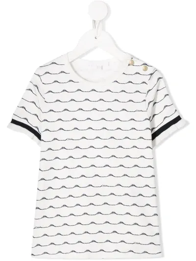 Chloé Kids' Wave-print Crew-neck T-shirt In Pink