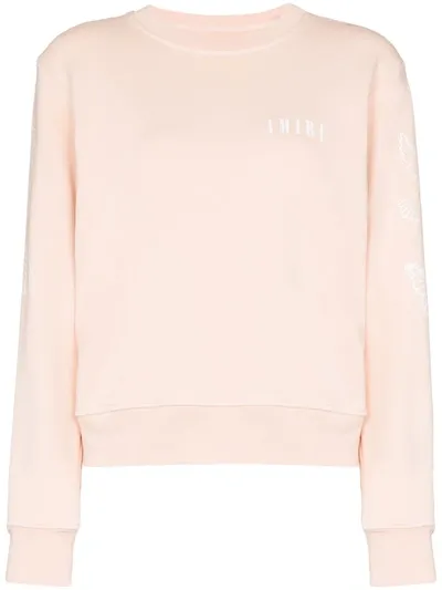 Amiri Sweatshirt In Rose-pink Cotton In Orange