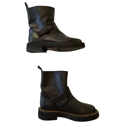 Pre-owned Maison Margiela Leather Ankle Boots In Black