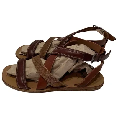 Pre-owned Brunello Cucinelli Leather Sandal In Brown