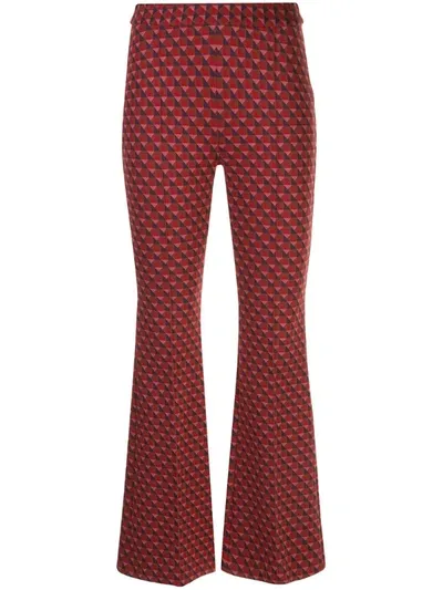 Rosetta Getty Pull-on Cropped Flare Trousers In Red