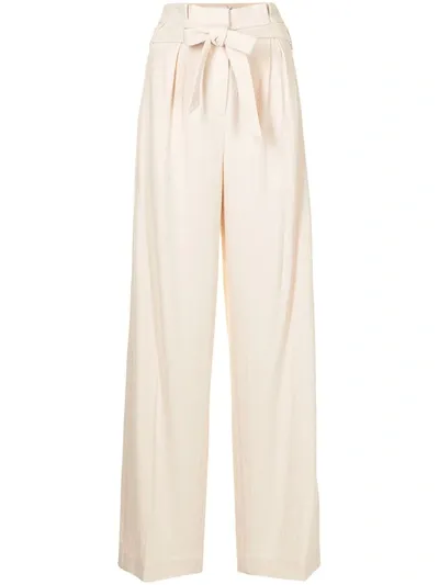 Jonathan Simkhai Emiko Textured Wide-leg Trousers In Ecru