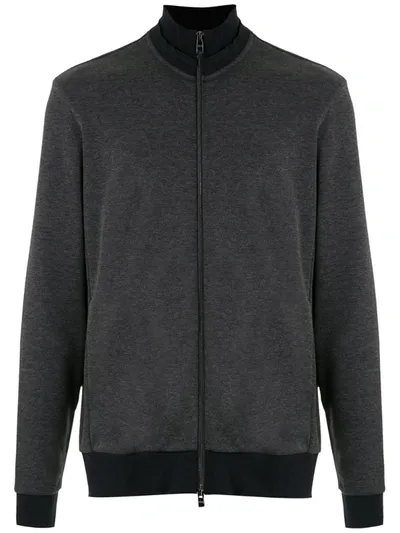 Hugo Boss High-neck Zip-up Sweatshirt In Blue