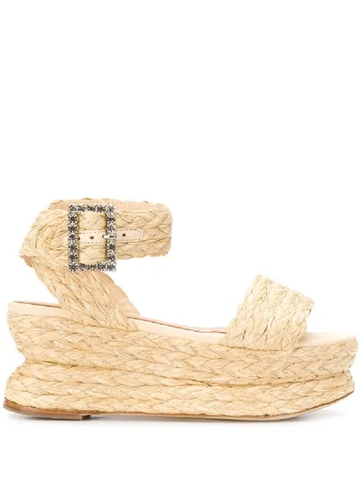 Paloma Barceló Marie Str' Sandals In Raffia In Neutrals