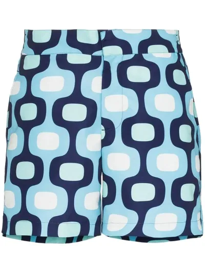 Frescobol Carioca Classic Ipanema Printed Swim Shorts In Blue