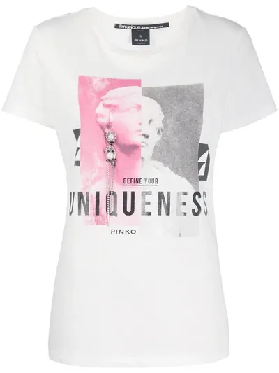 Pinko T-shirt Mit Grafischem Print In White