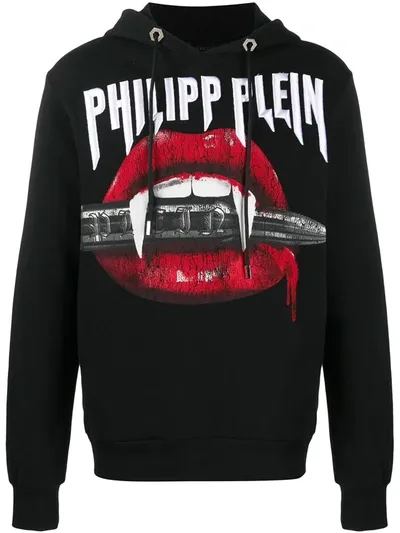 Philipp Plein Vampire Print Hoodie In Black