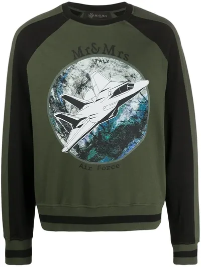 Mr & Mrs Italy Air Force Logo Sweatshirt In Green