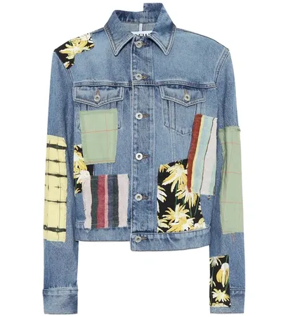 Loewe Patchwork Denim Printed Cotton And Silk-blend Jacket In Blue