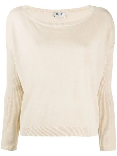 Liu •jo Ribbed Panel Jumper In Neutrals