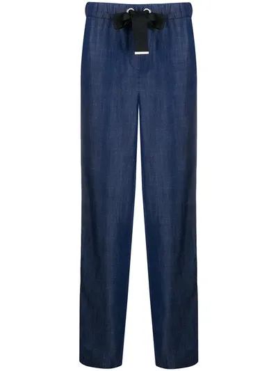 Emporio Armani High-rise Straight Leg Trousers In Blue