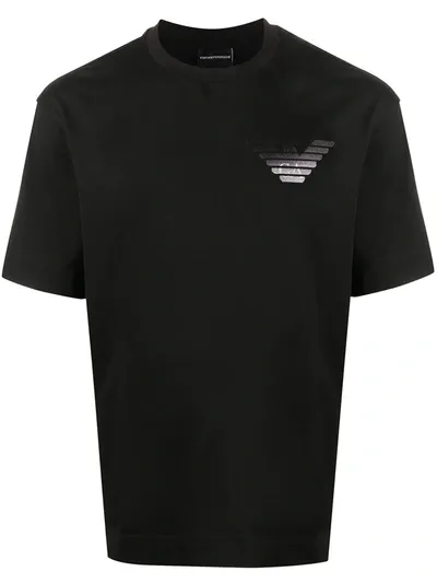 Emporio Armani Embroidered Logo T-shirt In Black