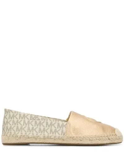 Michael Michael Kors Logo-embossed Monogram Espadrilles In Gold