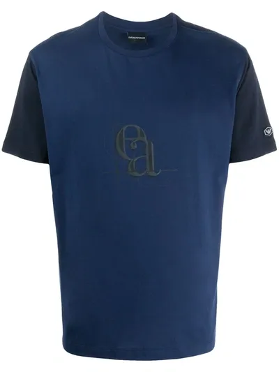 Emporio Armani Logo Print Fitted T-shirt In Blue