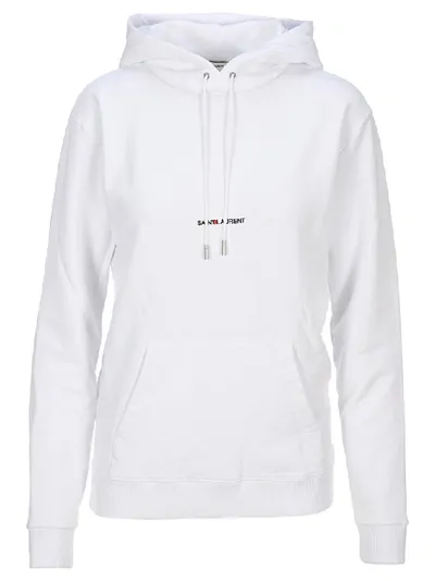 Saint Laurent Logo Hoodie In White