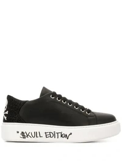 Philipp Plein Skull Crystal Low-top Sneakers In Black