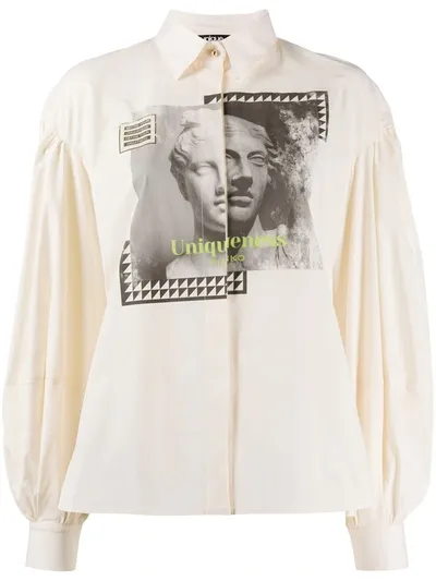 Pinko Long Puff Sleeve Shirt In White