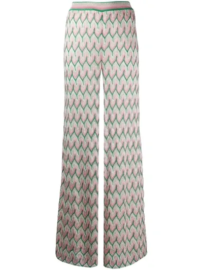 Missoni Knit Wide Leg Trousers In Pink