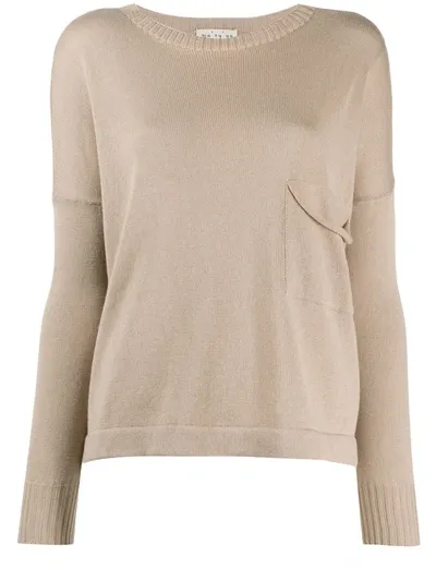 Ma'ry'ya Slouch Pocket Knit Jumper In Neutrals