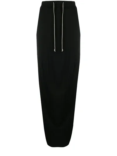 Rick Owens Drkshdw Drawstring Draped Front Skirt In Black