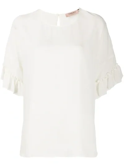 Twinset Ruffled-sleeve Top In White