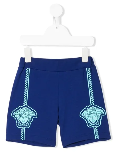 Young Versace Babies' Medusa Logo Print Track Shorts In Blue